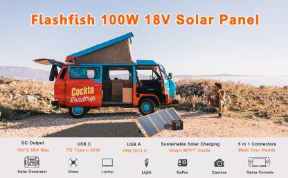 Solárna nabíjačka / Prenosný solárny panel FlashFish TSP18V100W - 100W - Image 22