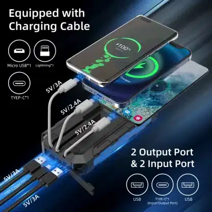 Solárna vodotesná powerbanka s bezdrôtovým nabíjaním HDL-531 - 20 000mAh - Image 8