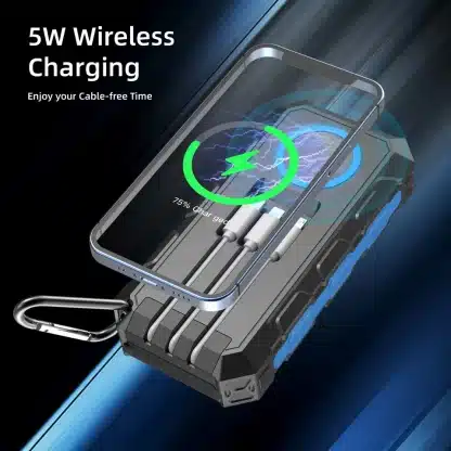 Solárna vodotesná powerbanka s bezdrôtovým nabíjaním HDL-531 - 20 000mAh - Image 9