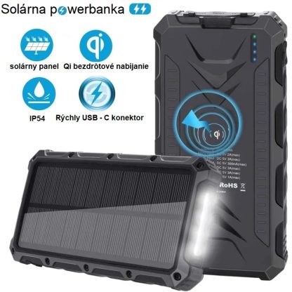 Solárna vodotesná powerbanka s bezdrôtovým nabíjaním SCR-200A - 20 000mAh - Image 4
